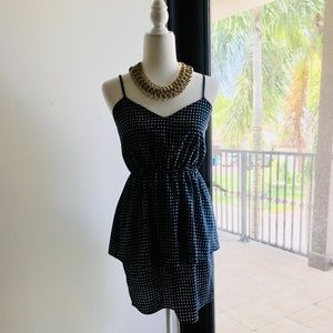 Navy and Beige spotted dress